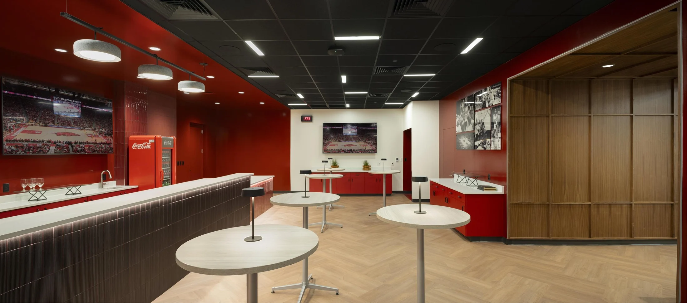 Renovated Courtside Club hospitality suite at Bud Walton Arena