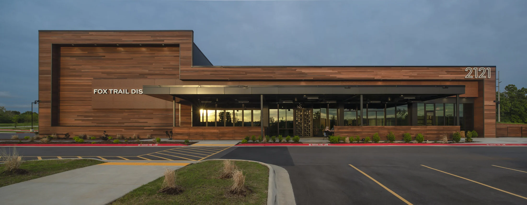 Wood and metal exterior of Fox Trail Distillery